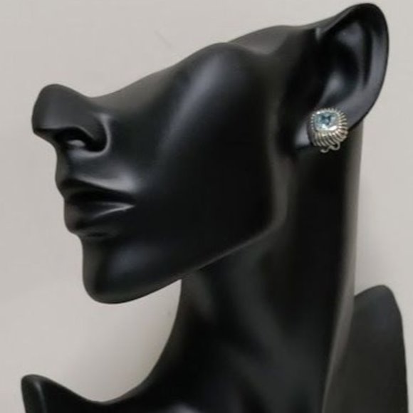 David Yurman Jewelry - Vintage David Yurman Blue Topaz Earrings Gold Women's Size 1.6cm
